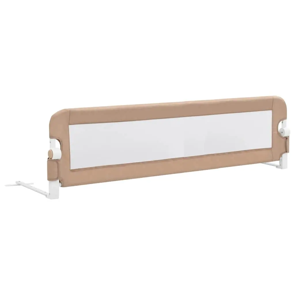 Toddler Bed Rail Fold Down Protection 150x42 cm Taupe Polyester Fabric Metal Tube