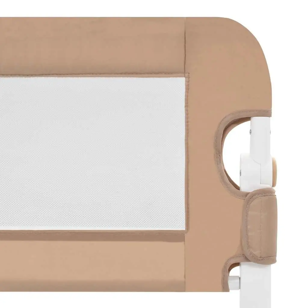 Toddler Bed Rail Fold Down Protection 150x42 cm Taupe Polyester Fabric Metal Tube