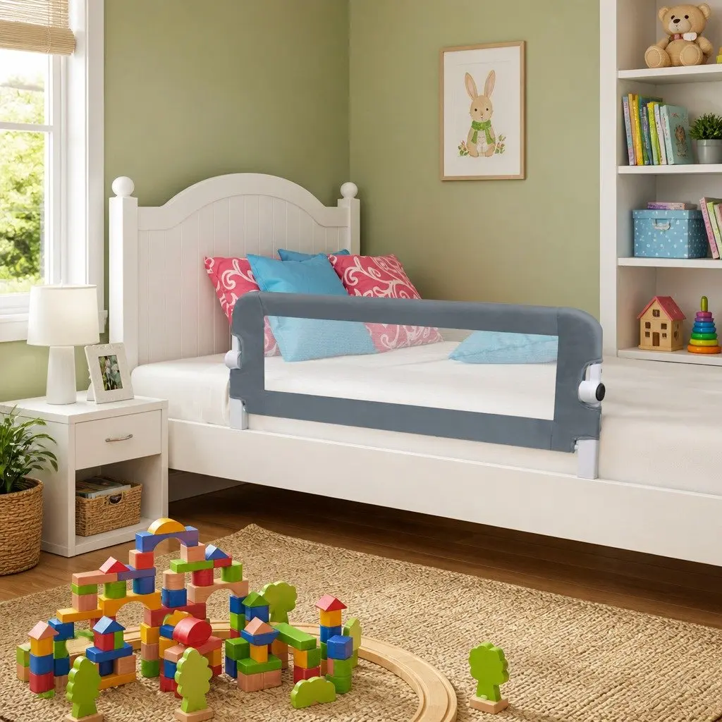 Toddler Bed Rail Foldable Metal Tube 102x42cm Grey