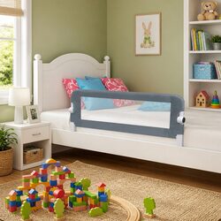 Toddler Safety Bed Rail Grey 102x42cm Foldable Protective Guard Mattress
