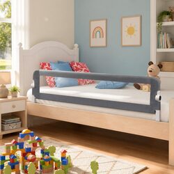 Toddler Safety Bed Rail Grey 120x42cm Foldable Protective Sleep Guard