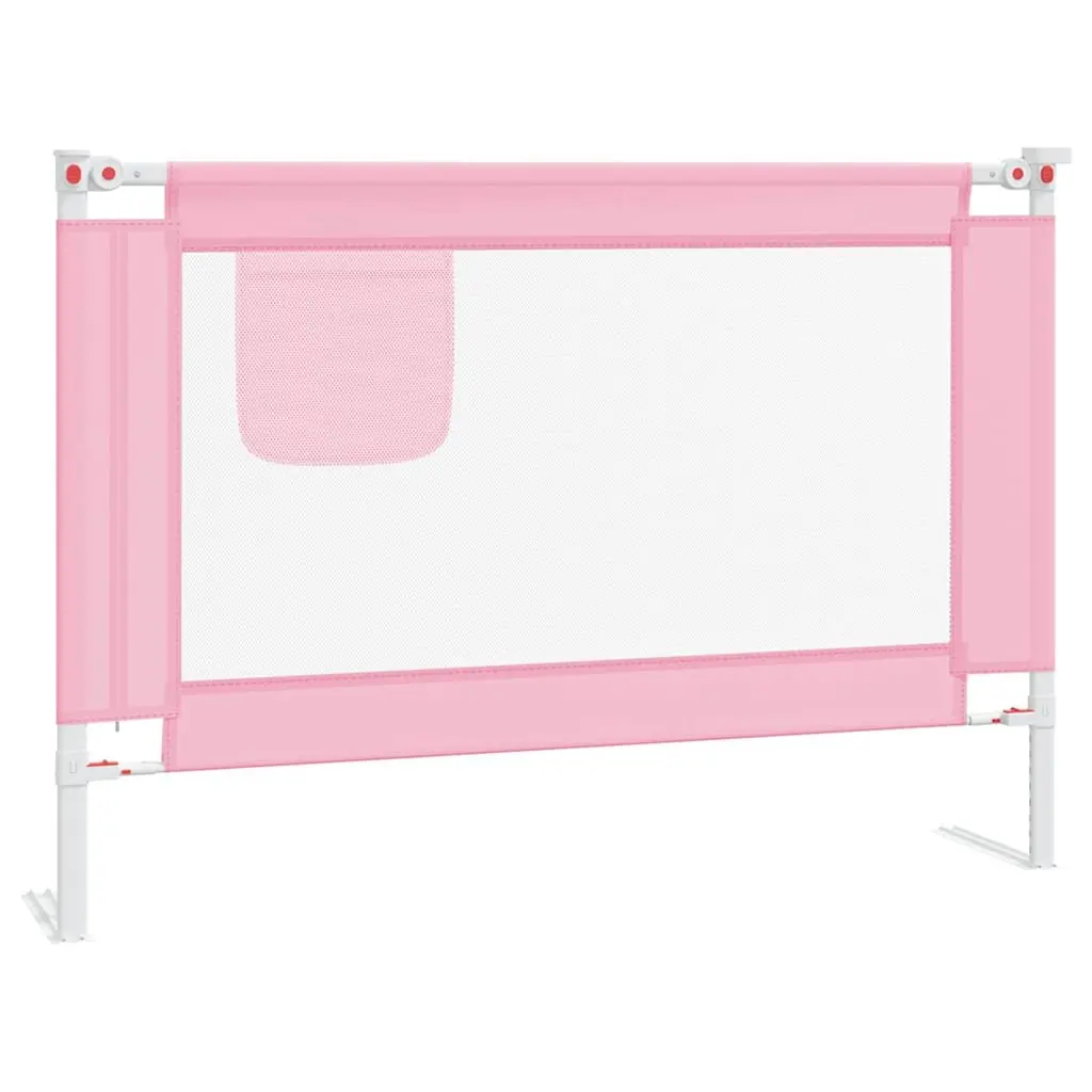 Toddler Bed Safety Rail Adjustable Height 90x25cm Pink Metal Tube Construction