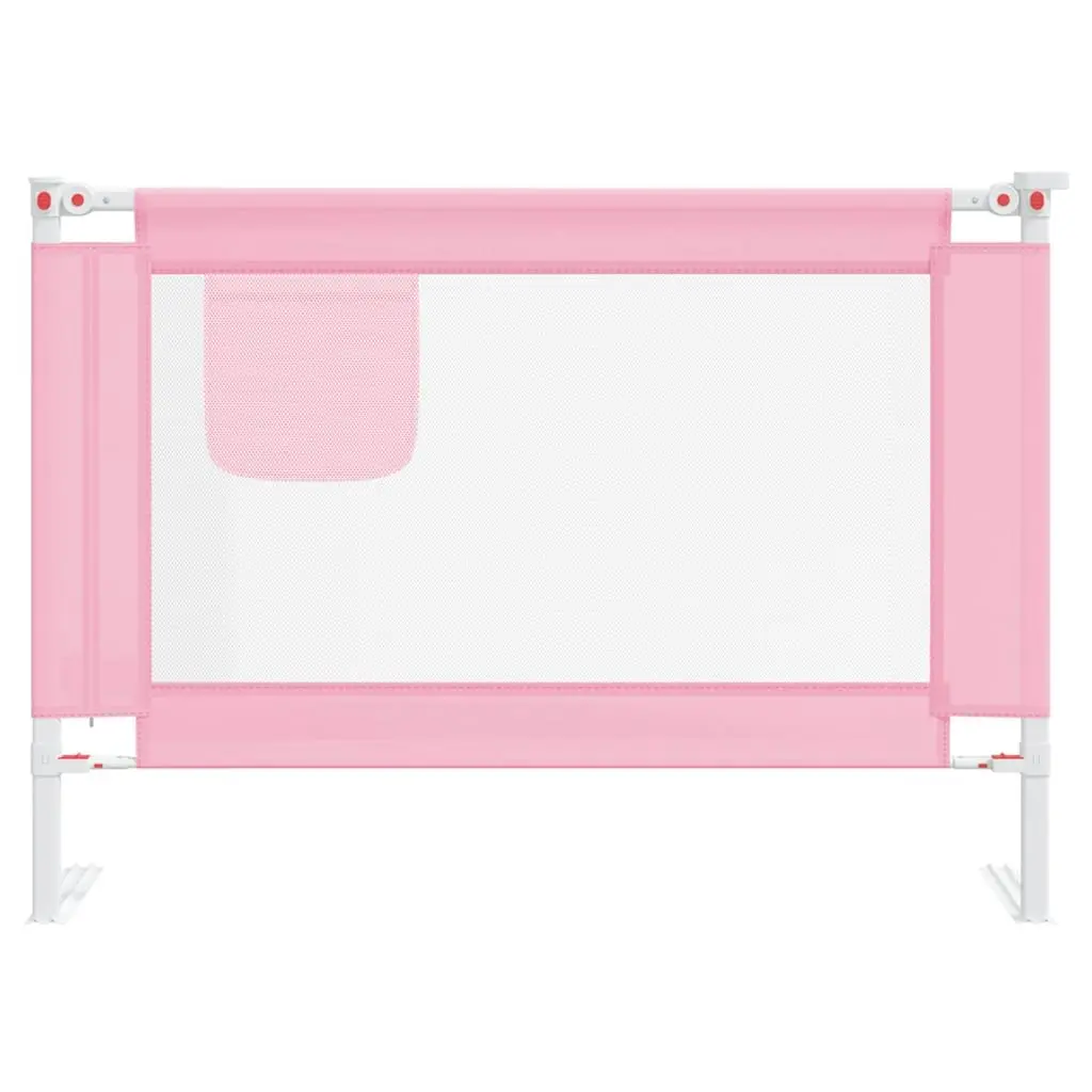 Toddler Bed Safety Rail Adjustable Height 90x25cm Pink Metal Tube Construction