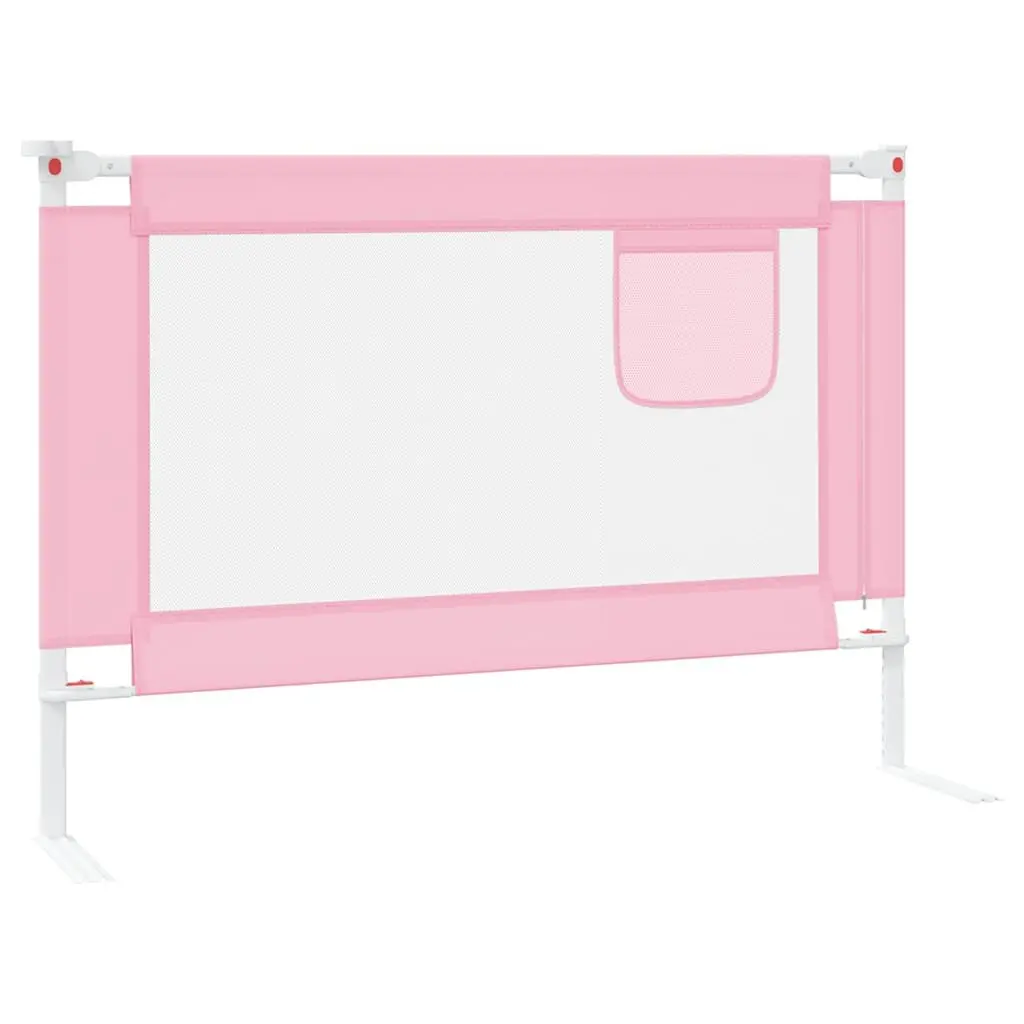 Toddler Bed Safety Rail Adjustable Height 90x25cm Pink Metal Tube Construction