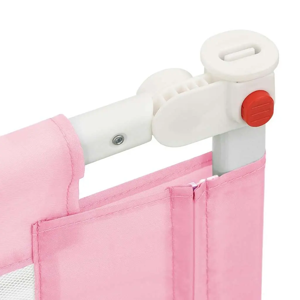 Toddler Bed Safety Rail Adjustable Height 90x25cm Pink Metal Tube Construction