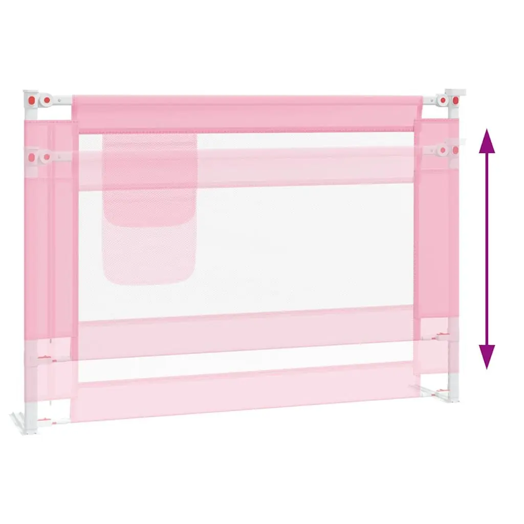 Toddler Bed Safety Rail Adjustable Height 90x25cm Pink Metal Tube Construction