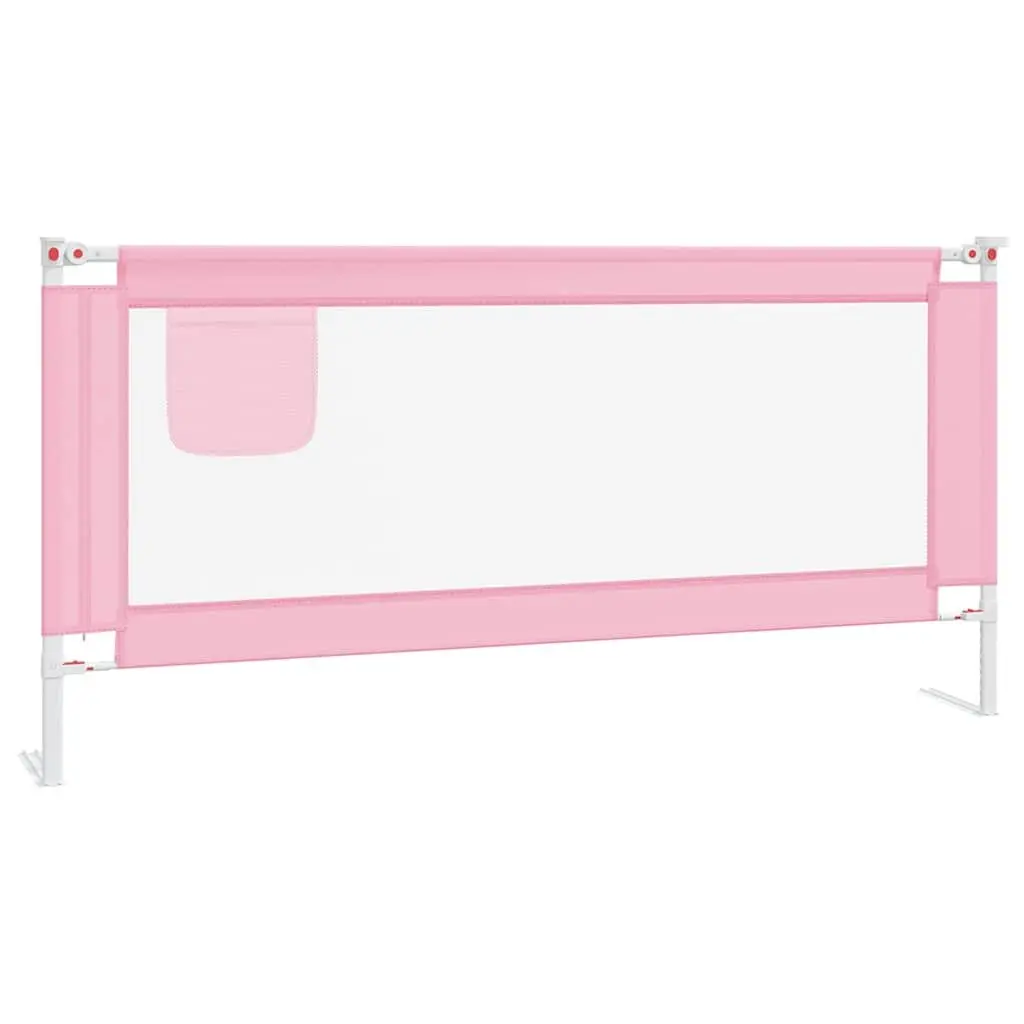 Toddler Bed Rail Washable Polyester Fabric 190x25 cm Pink Metal Tube Construction