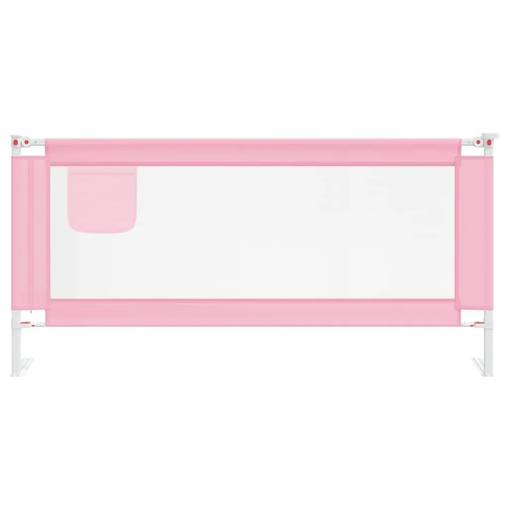 Toddler Bed Rail Washable Polyester Fabric 190x25 cm Pink Metal Tube Construction