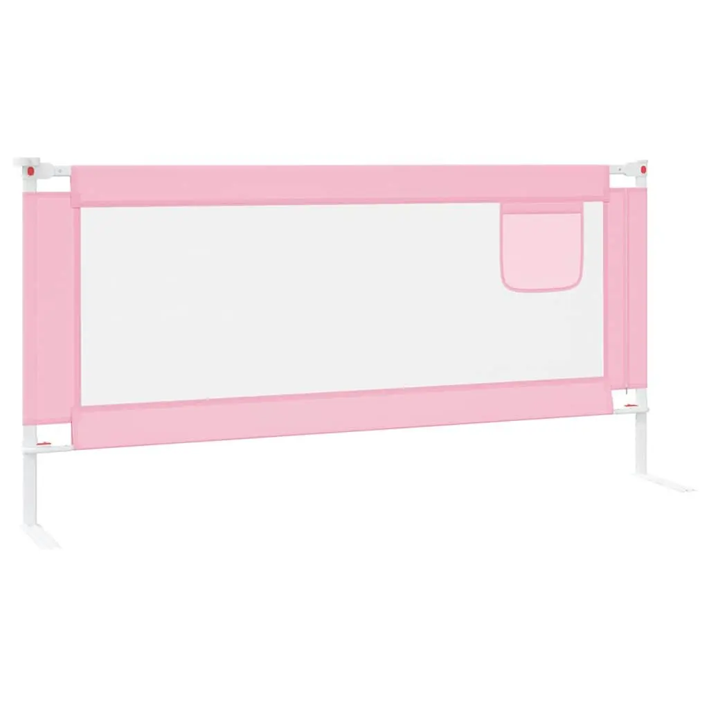 Toddler Bed Rail Washable Polyester Fabric 190x25 cm Pink Metal Tube Construction