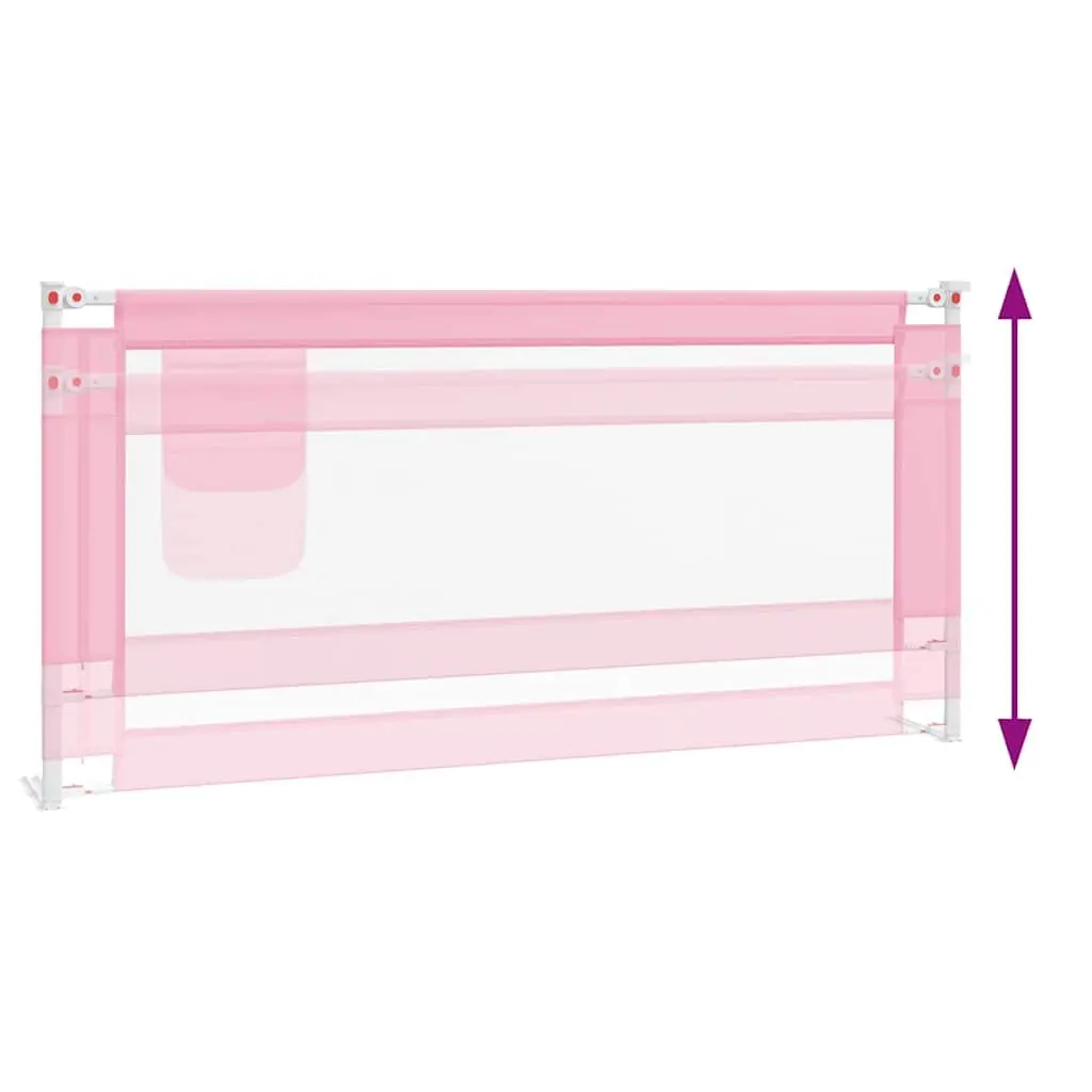 Toddler Bed Rail Washable Polyester Fabric 190x25 cm Pink Metal Tube Construction