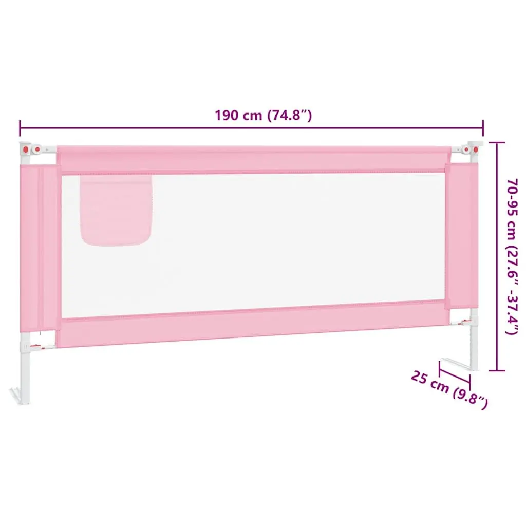 Toddler Bed Rail Washable Polyester Fabric 190x25 cm Pink Metal Tube Construction