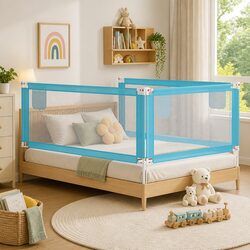 Practical Blue Bed Rail for Toddler Safety at Home