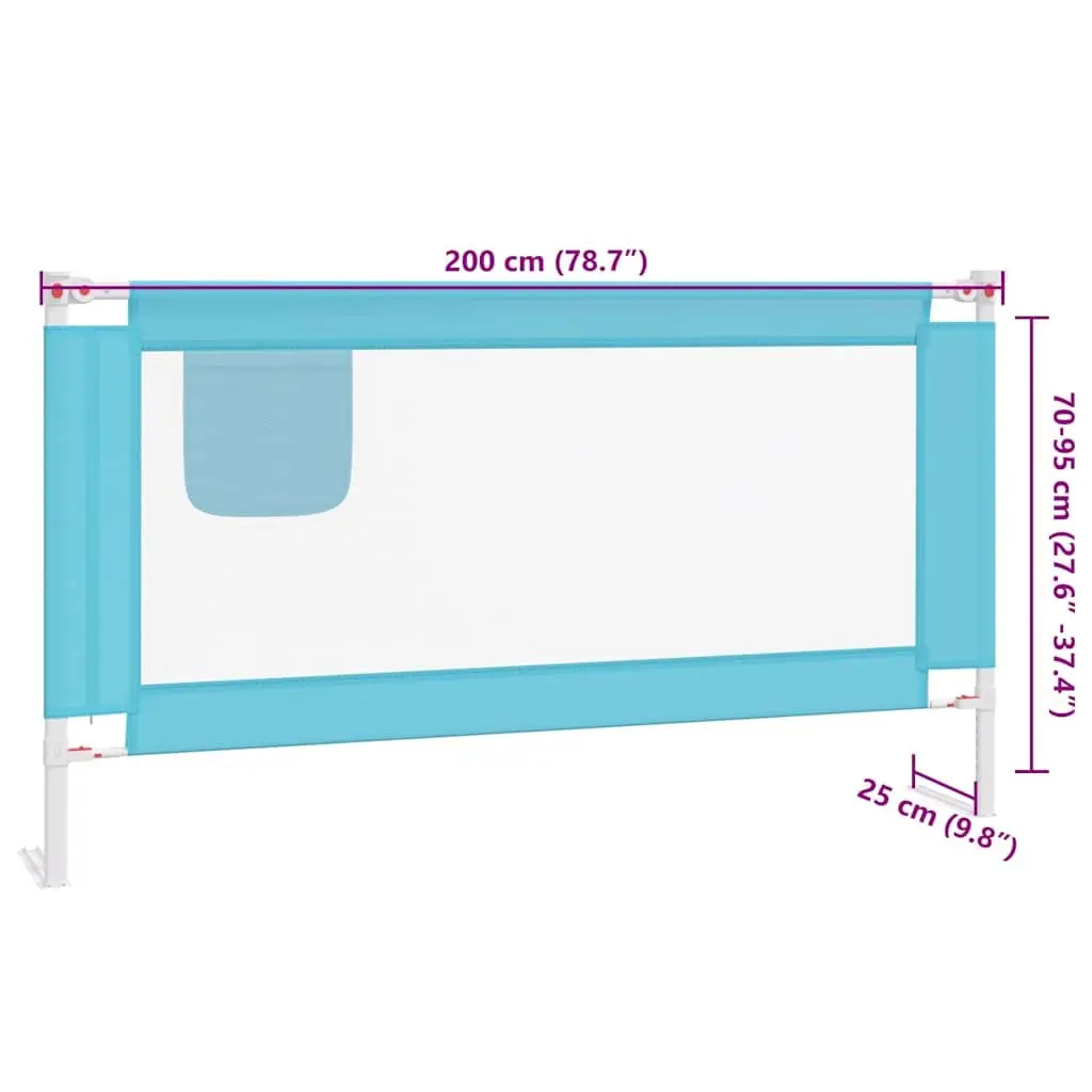 Toddler Bed Rail Fabric Blue 200x25 cm Protection Guard