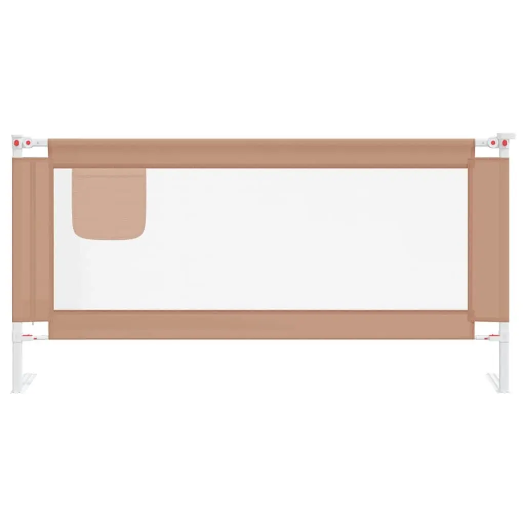 Toddler Bed Guard Adjustable Height 180x25cm Polyester Fabric Metal Tube Taupe