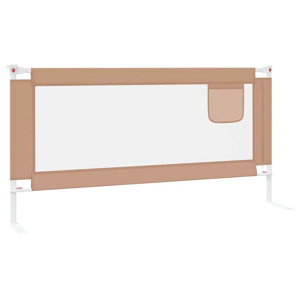 Toddler Bed Guard Adjustable Height 180x25cm Polyester Fabric Metal Tube Taupe