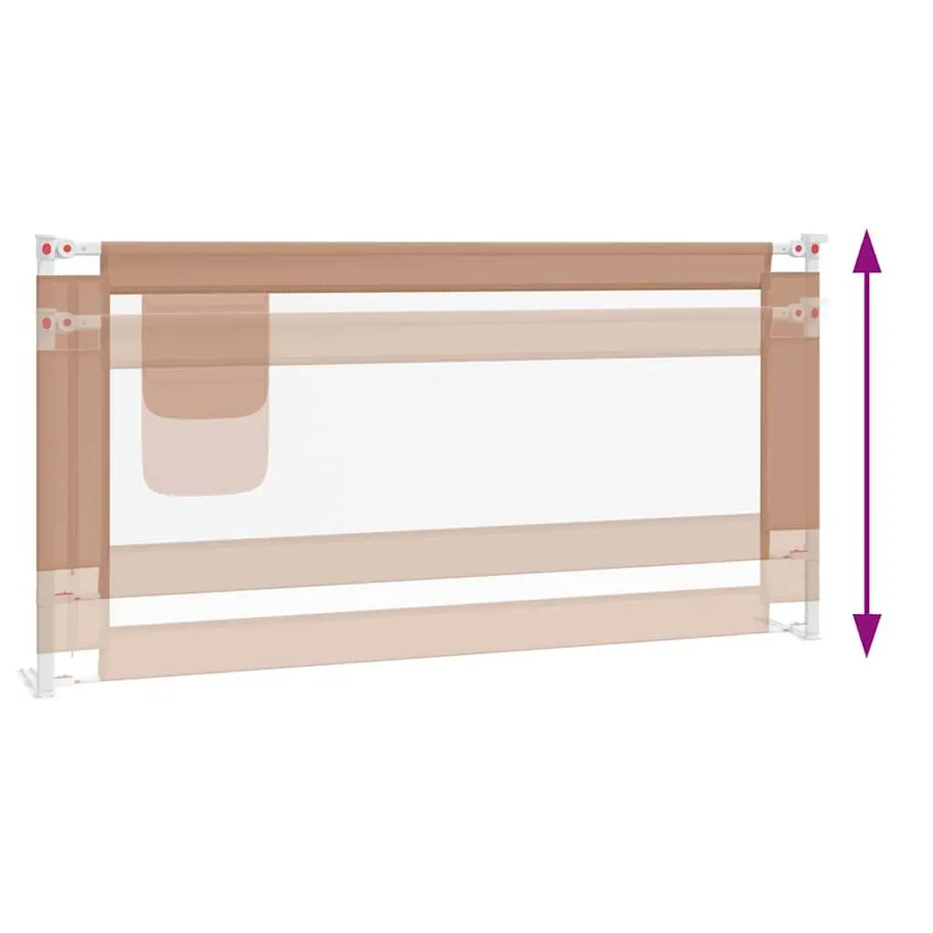 Toddler Bed Guard Adjustable Height 180x25cm Polyester Fabric Metal Tube Taupe