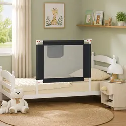 Practical Toddler Bed Safety Rail Grey 90x25 cm