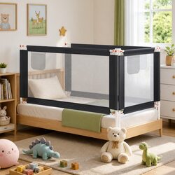 Practical Grey Toddler Safety Bed Rail for Family Homes