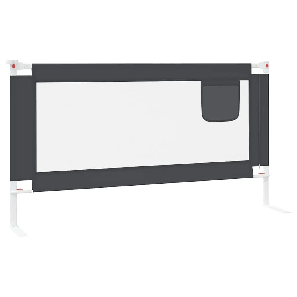 Toddler Bed Rail Adjustable Height 160x25cm Grey Polyester Fabric Metal Tube