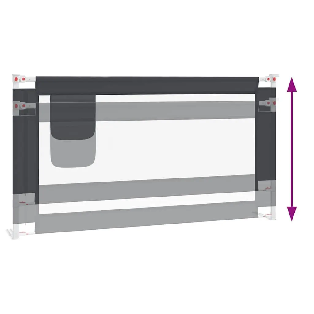 Toddler Bed Rail Adjustable Height 160x25cm Grey Polyester Fabric Metal Tube