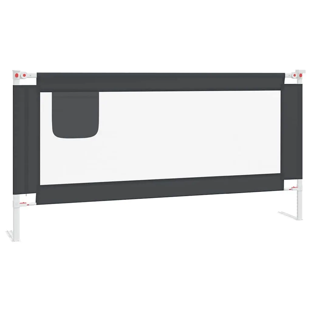 Toddler Bed Guard Rail Adjustable Height Grey 180x25 cm Washable Polyester Fabric Lightweight Metal Frame