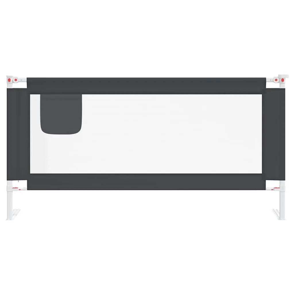Toddler Bed Guard Rail Adjustable Height Grey 180x25 cm Washable Polyester Fabric Lightweight Metal Frame