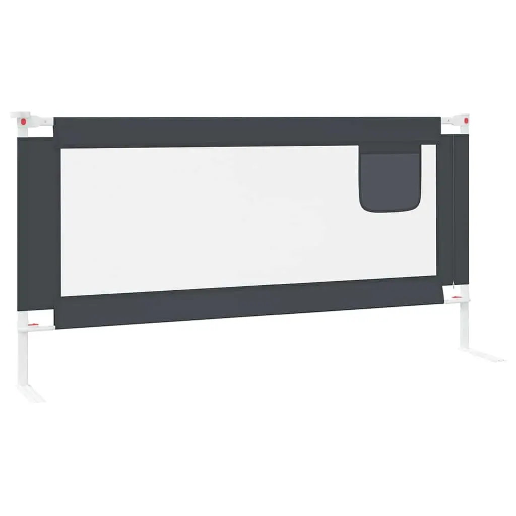 Toddler Bed Guard Rail Adjustable Height Grey 180x25 cm Washable Polyester Fabric Lightweight Metal Frame