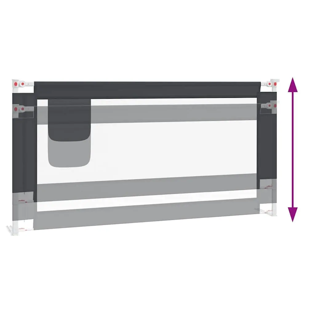 Toddler Bed Guard Rail Adjustable Height Grey 180x25 cm Washable Polyester Fabric Lightweight Metal Frame