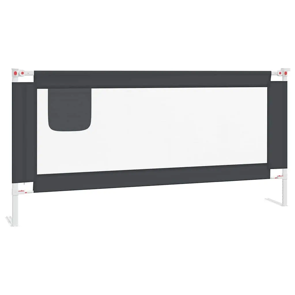 Toddler Bed Rail Adjustable Height Dark Grey 190x25 cm Fabric