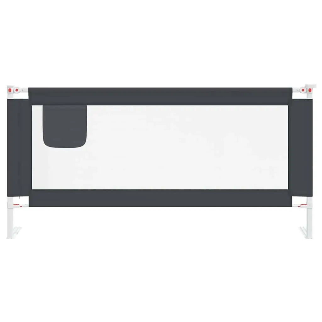 Toddler Bed Rail Adjustable Height Dark Grey 190x25 cm Fabric
