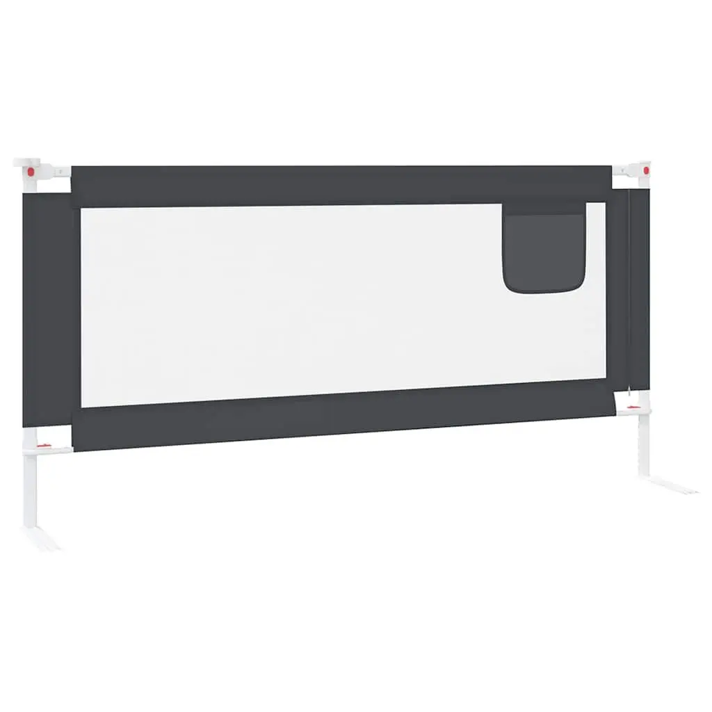 Toddler Bed Rail Adjustable Height Dark Grey 190x25 cm Fabric