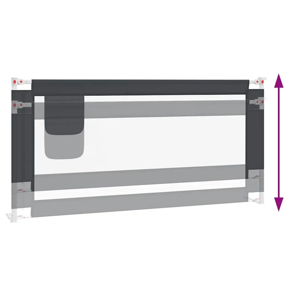 Toddler Bed Rail Adjustable Height Dark Grey 190x25 cm Fabric