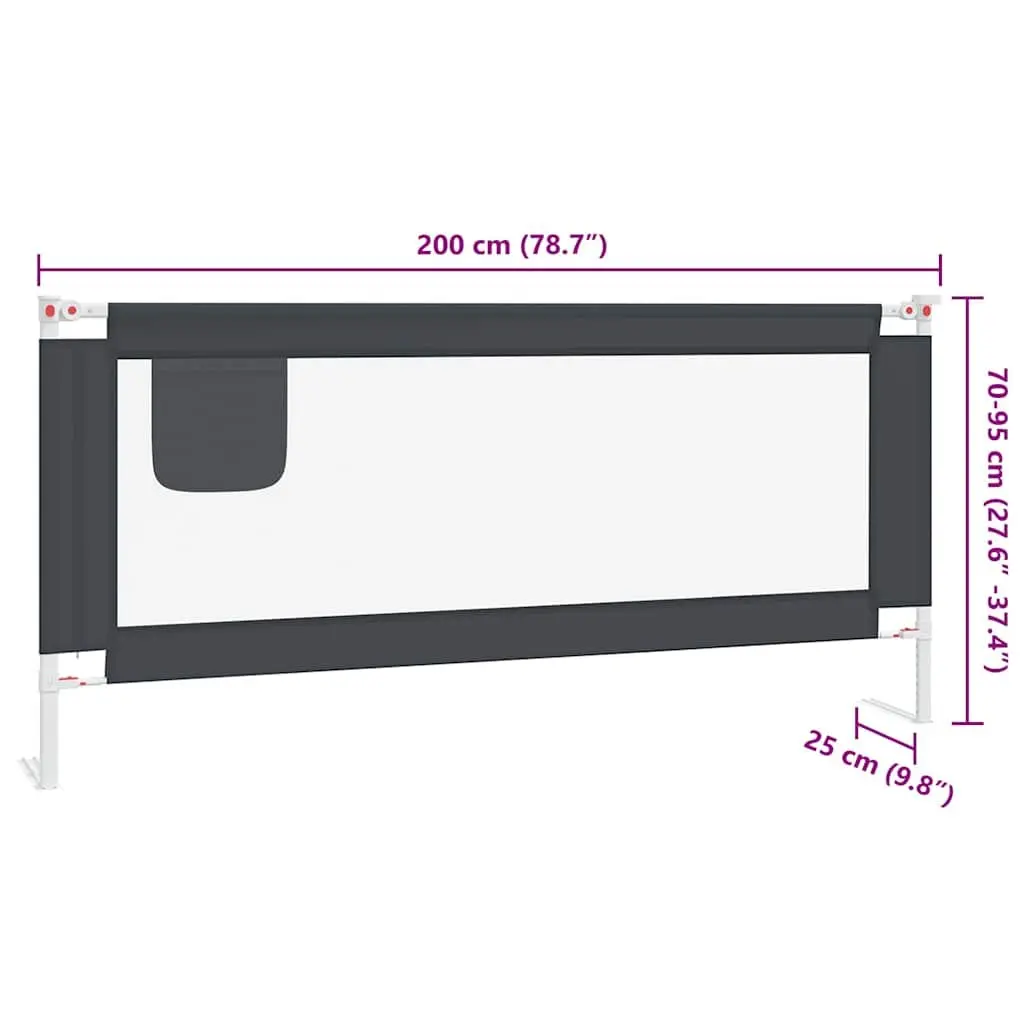Toddler Bed Guard Rail Adjustable Height Grey 200x25cm Safety Protection