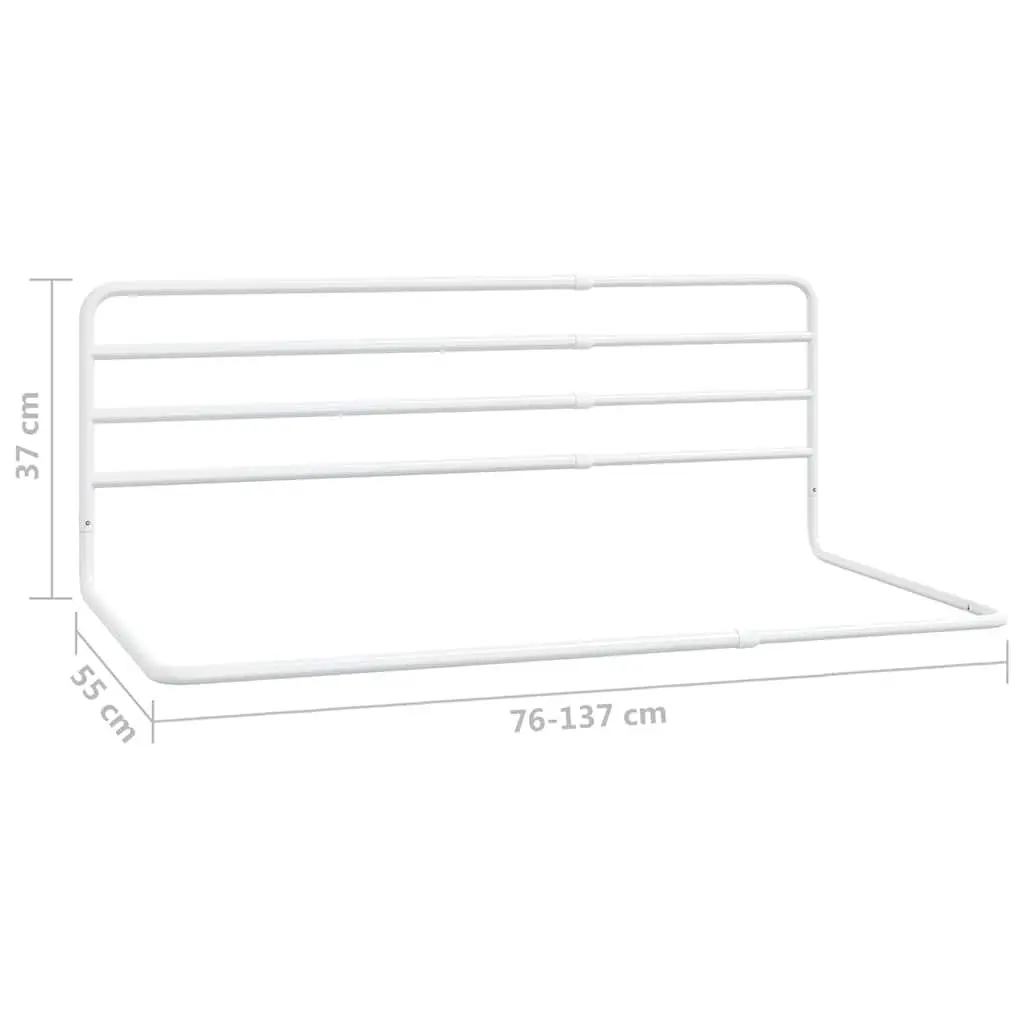Toddler Bed Rail Iron Adjustable Width 76-137cm White Safety Guard