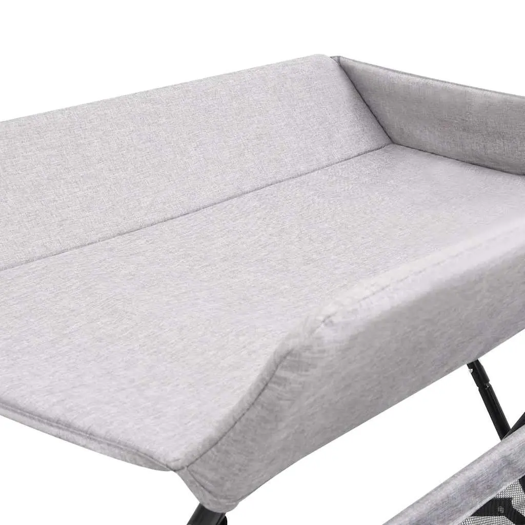 Baby Changing Table Foldable Iron Frame Light Grey with Diaper Tray and Storage Compartments