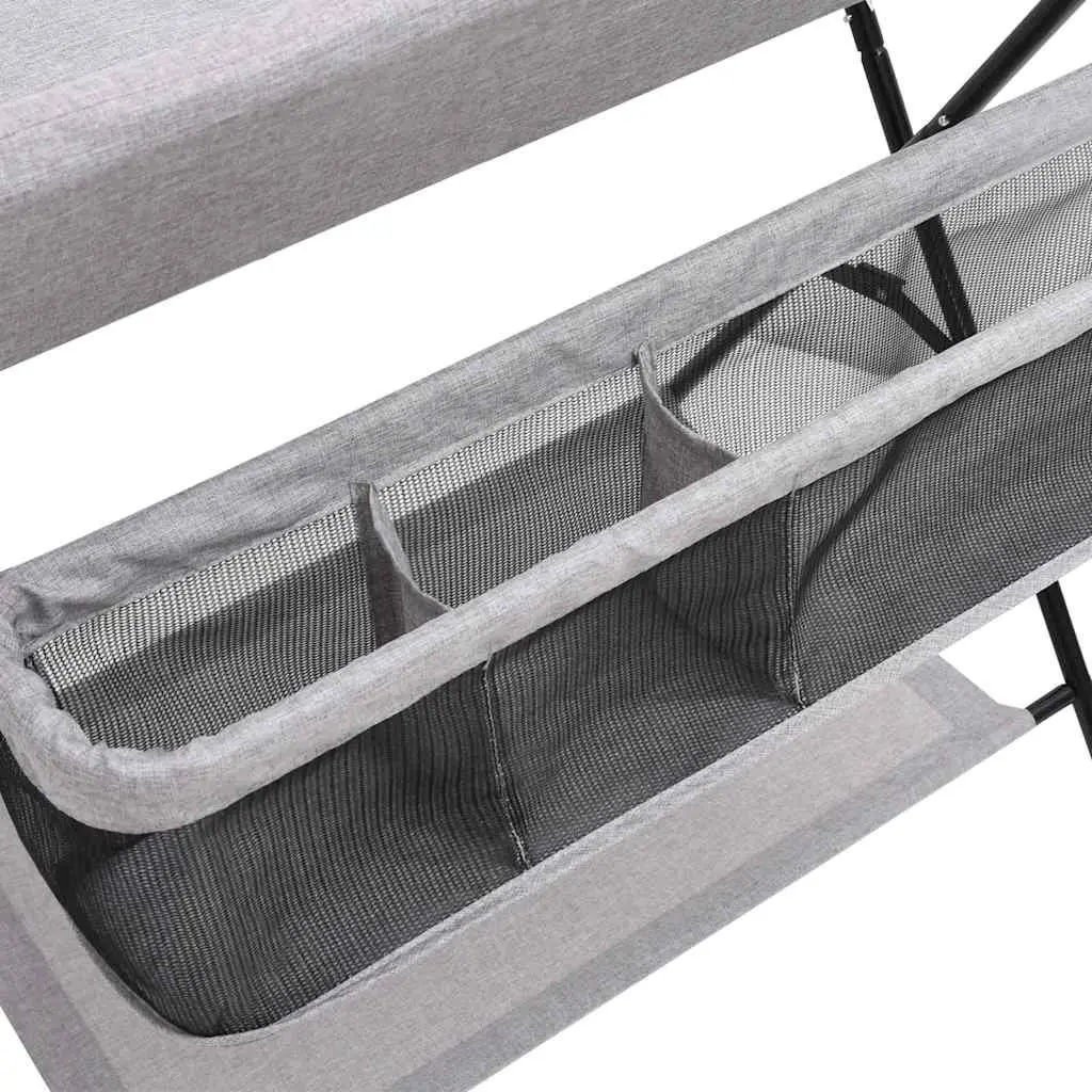 Baby Changing Table Foldable Iron Frame Light Grey with Diaper Tray and Storage Compartments