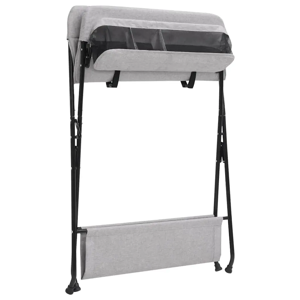 Baby Changing Table Foldable Iron Frame Light Grey with Diaper Tray and Storage Compartments