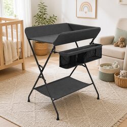 Changing Table Anthracite Foldable Diaper Nappy Storage Compartments Baby