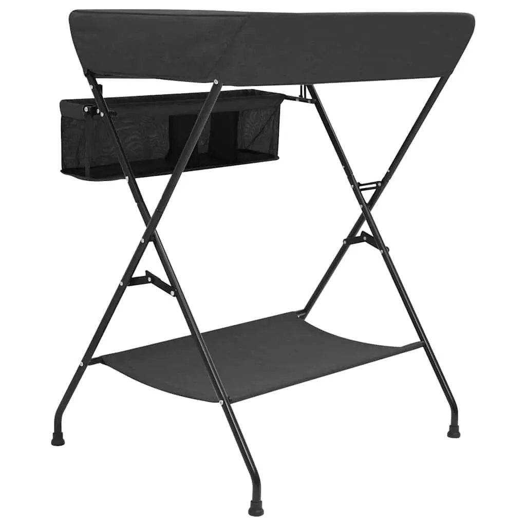 Foldable Changing Table Anthracite with Storage Compartments Baby Size