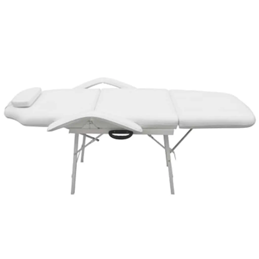 Portable Facial Treatment Chair Faux Leather White 185 x 78 x 76 cm