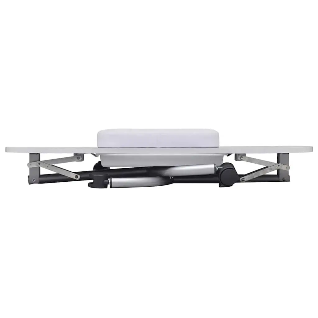 Folding Manicure Nail Table Steel White Portable with Wrist Cushion and Lockable Castors