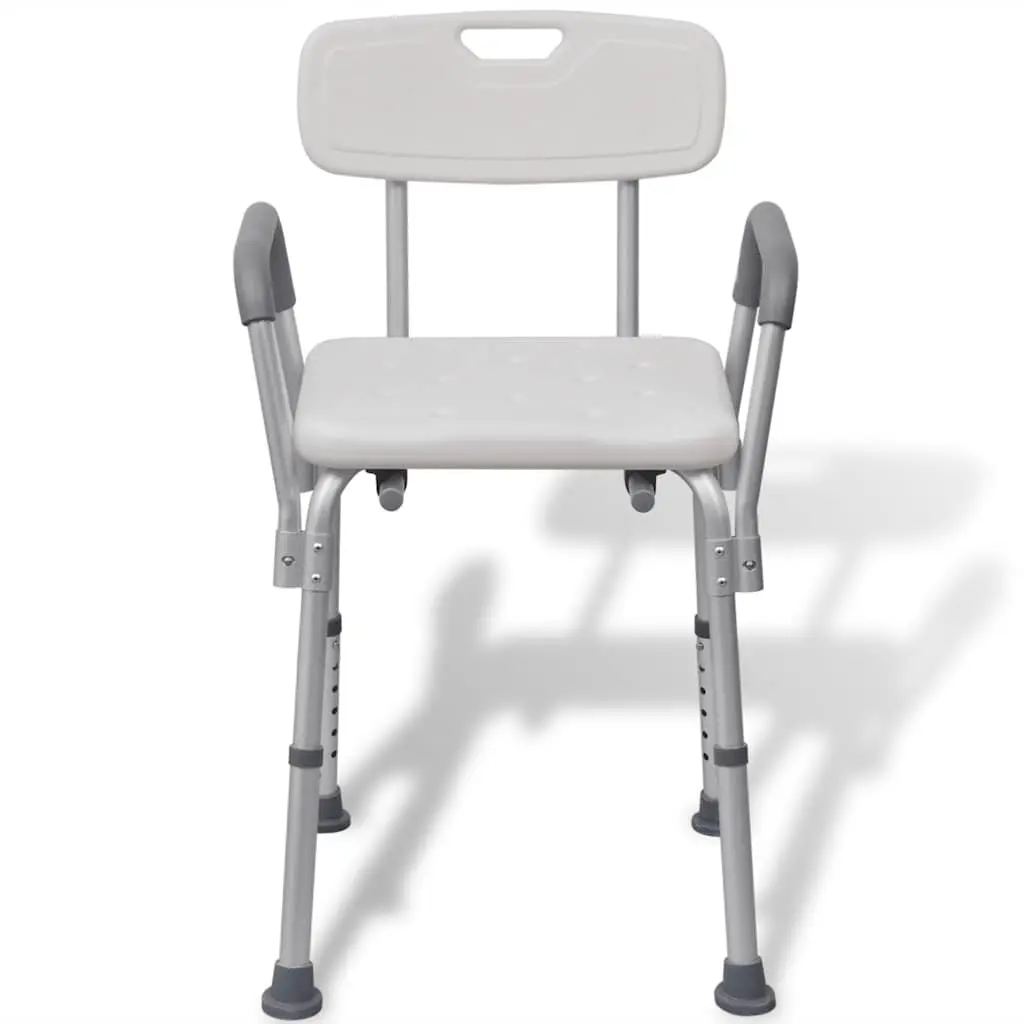 Shower Chair Adjustable Height Aluminium White Mobility Support Bathing Seat