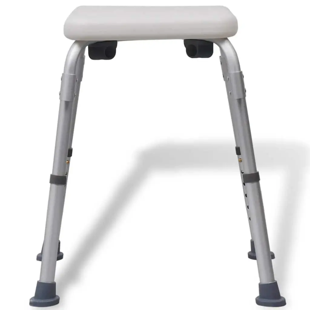 Shower Chair Adjustable Height Aluminium White Mobility Support Bathing Seat
