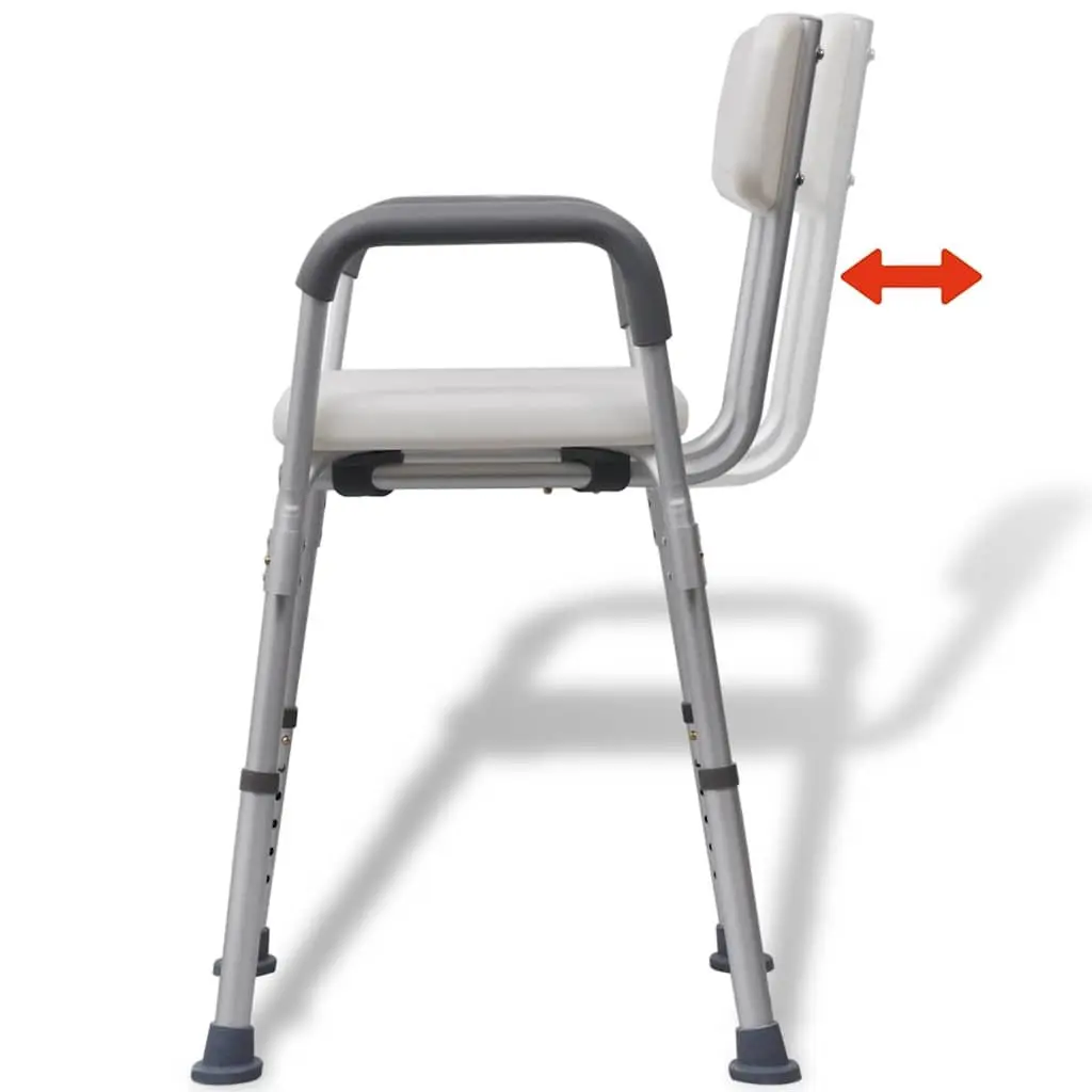 Shower Chair Adjustable Height Aluminium White Mobility Support Bathing Seat