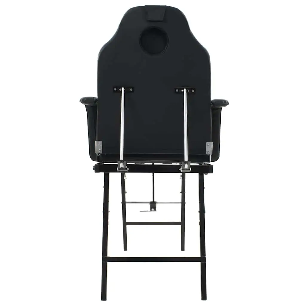 Portable Facial Treatment Chair Steel Wood Black Faux Leather Reclining Massage Bed