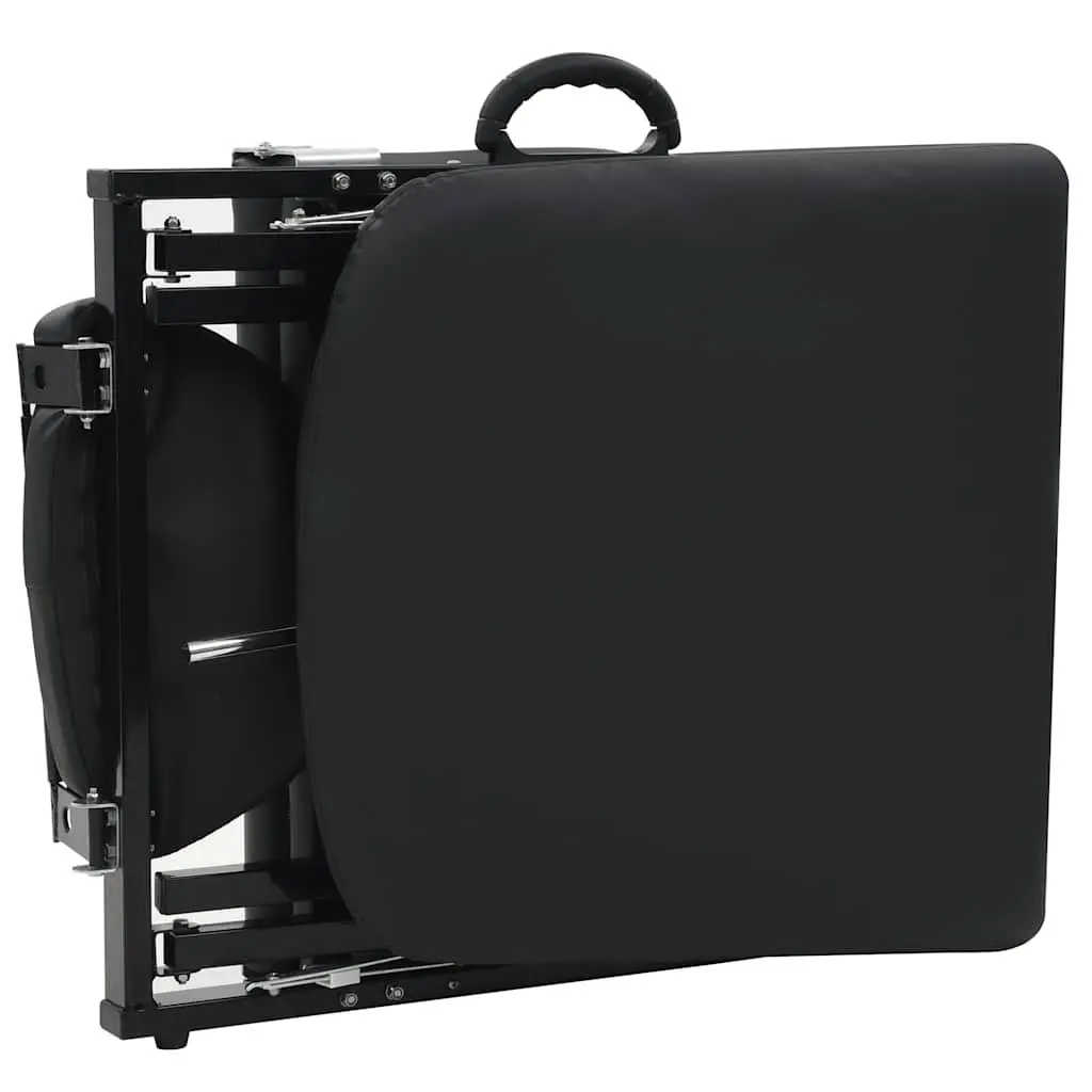 Portable Facial Treatment Chair Steel Wood Black Faux Leather Reclining Massage Bed