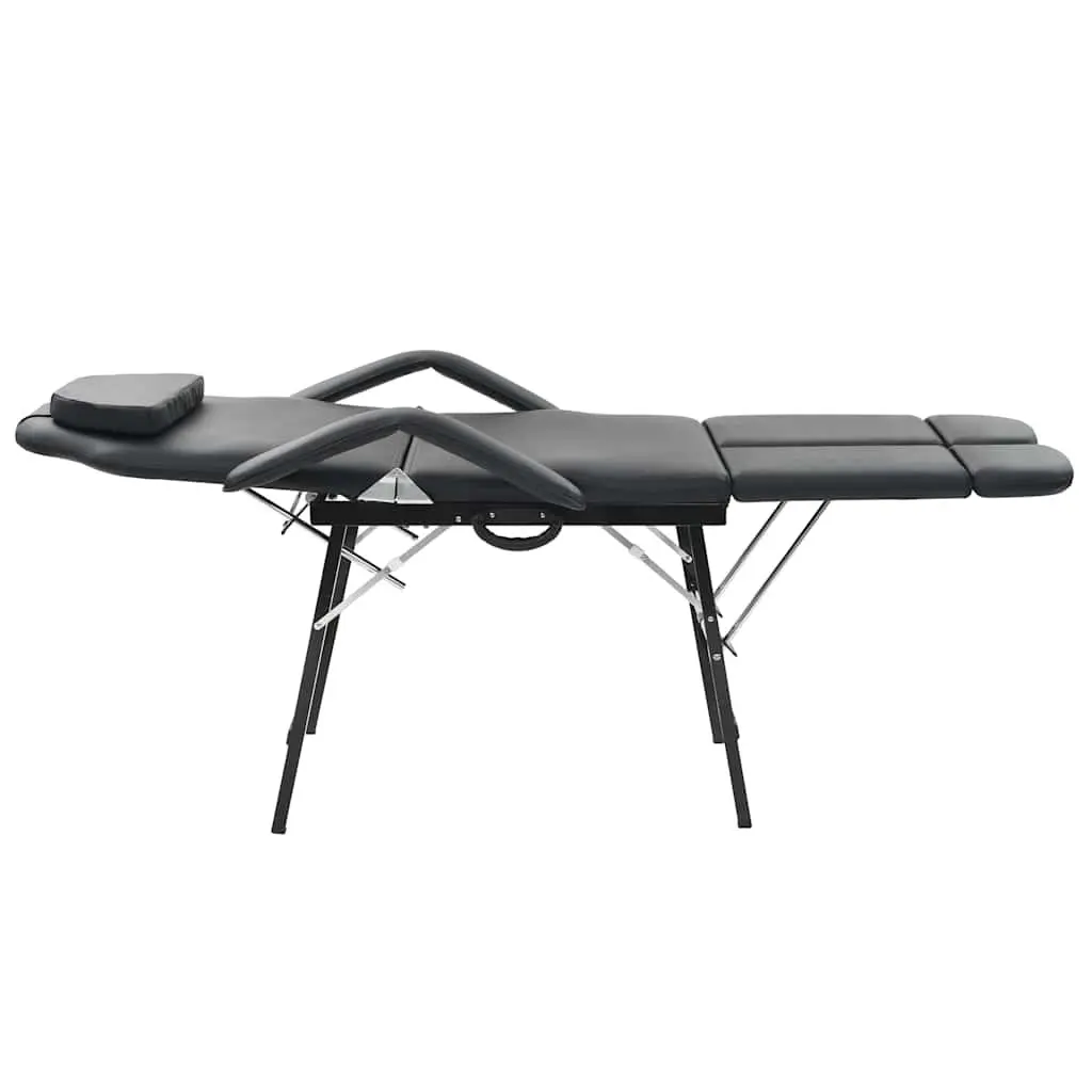 Facial Treatment Chair Faux Leather Portable Massage Bed Black Steel and Wood 185 x 78 x 76 cm