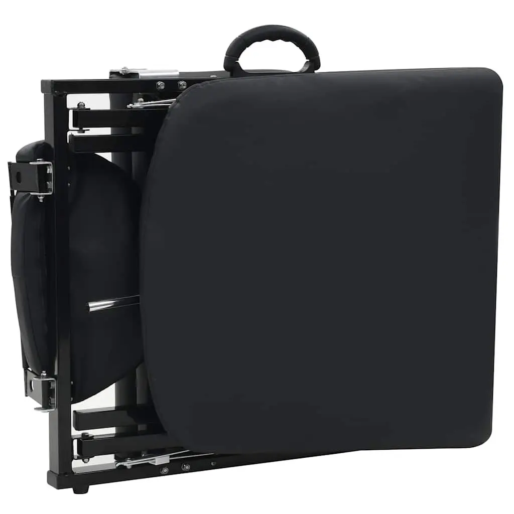 Facial Treatment Chair Faux Leather Portable Massage Bed Black Steel and Wood 185 x 78 x 76 cm