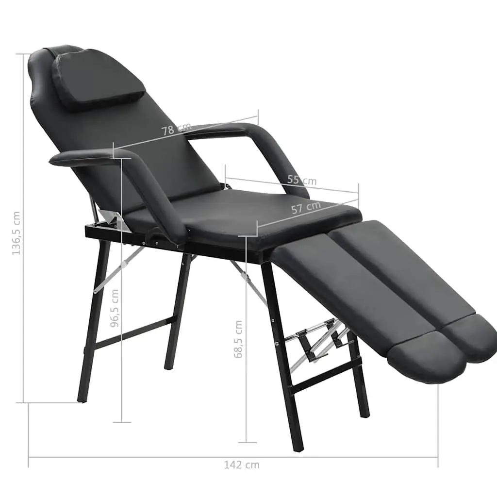 Facial Treatment Chair Faux Leather Portable Massage Bed Black Steel and Wood 185 x 78 x 76 cm
