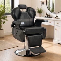 Barber Chair Black Faux Leather Salon Styling Seat Adjustable Headrest Footrest